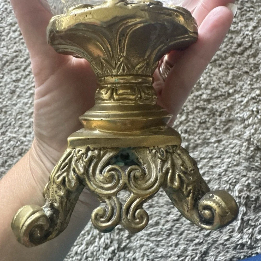 Vintage Glass Bowl ~ Brass Pedestal ~ Decorative Compote Bowl ~ Candy Dish